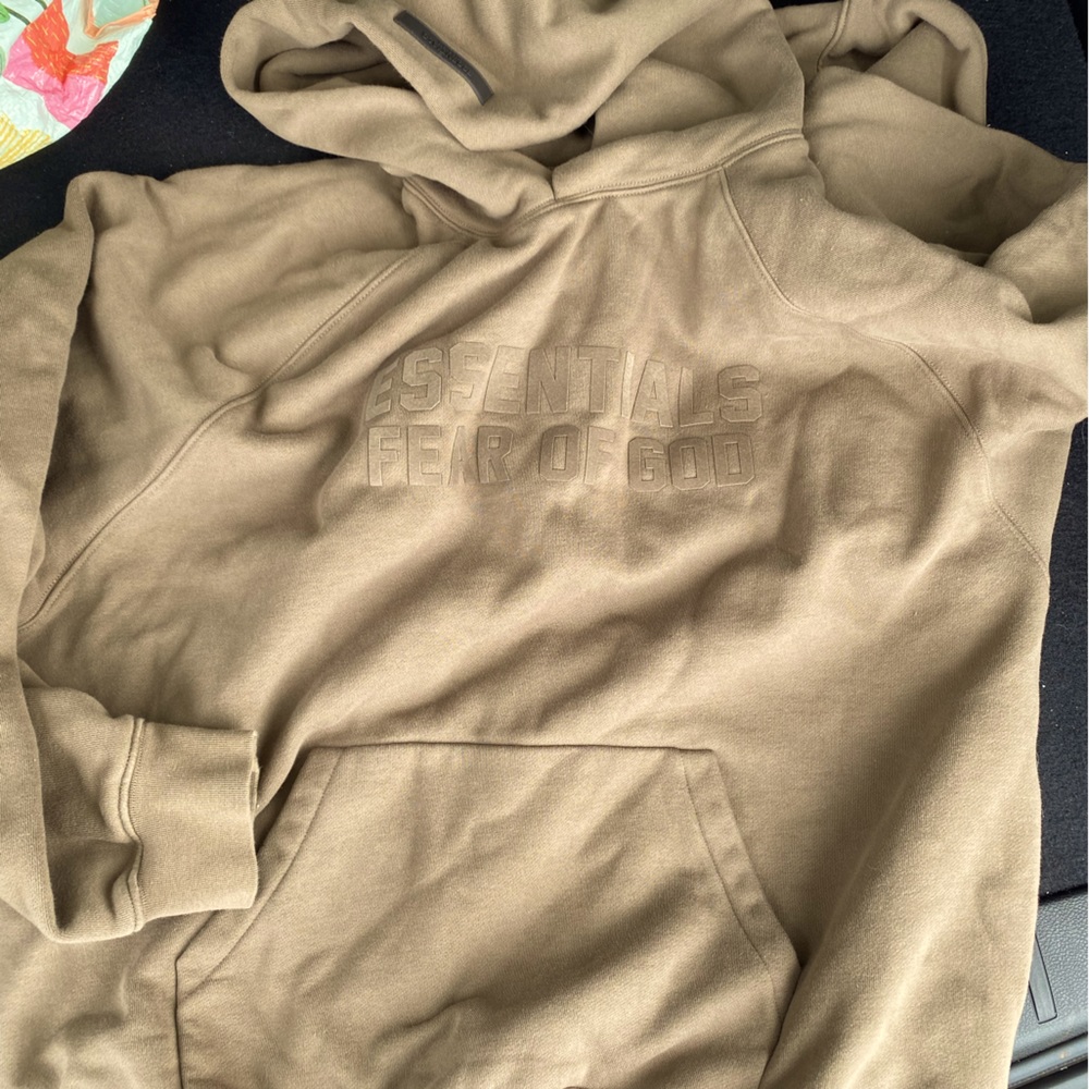 Fear of god essentials hoodie, dark brown